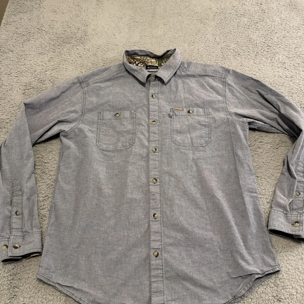 Columbia Performance Hunting Gear Men's Button Up Shirt Size‎ Large Blue